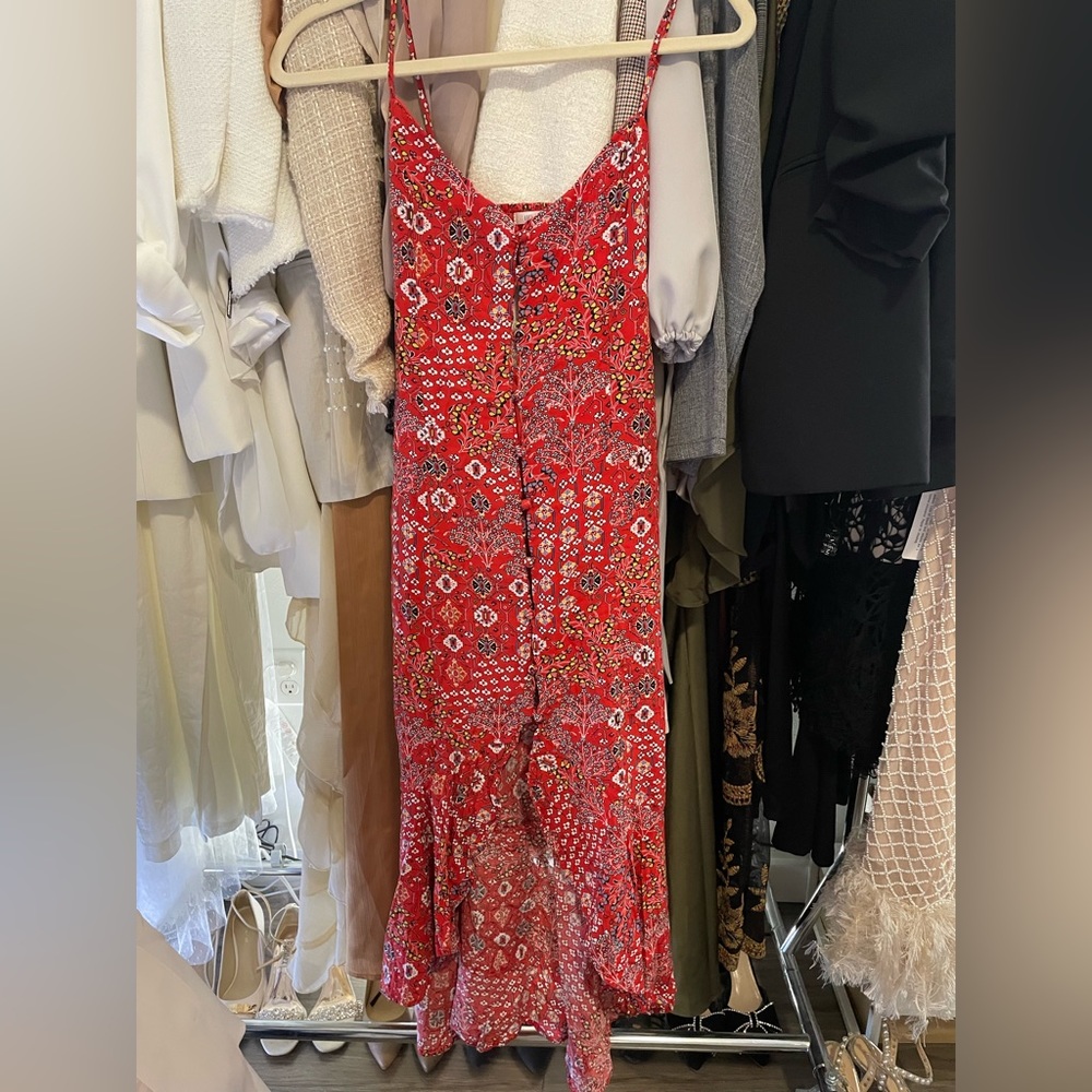 Red flowy dress